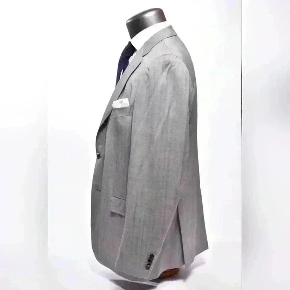RAFFAELE CARUSO Grey Herringbone Fine 100% Wool Soft Blazer Jacket 56E 46R Italy - Picture 5 of 10